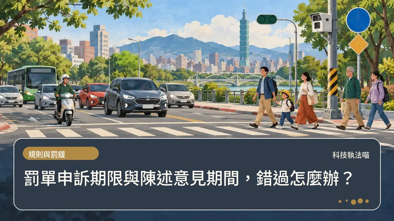 罰單申訴期限與陳述意見期間,錯過怎麼辦?主題插畫