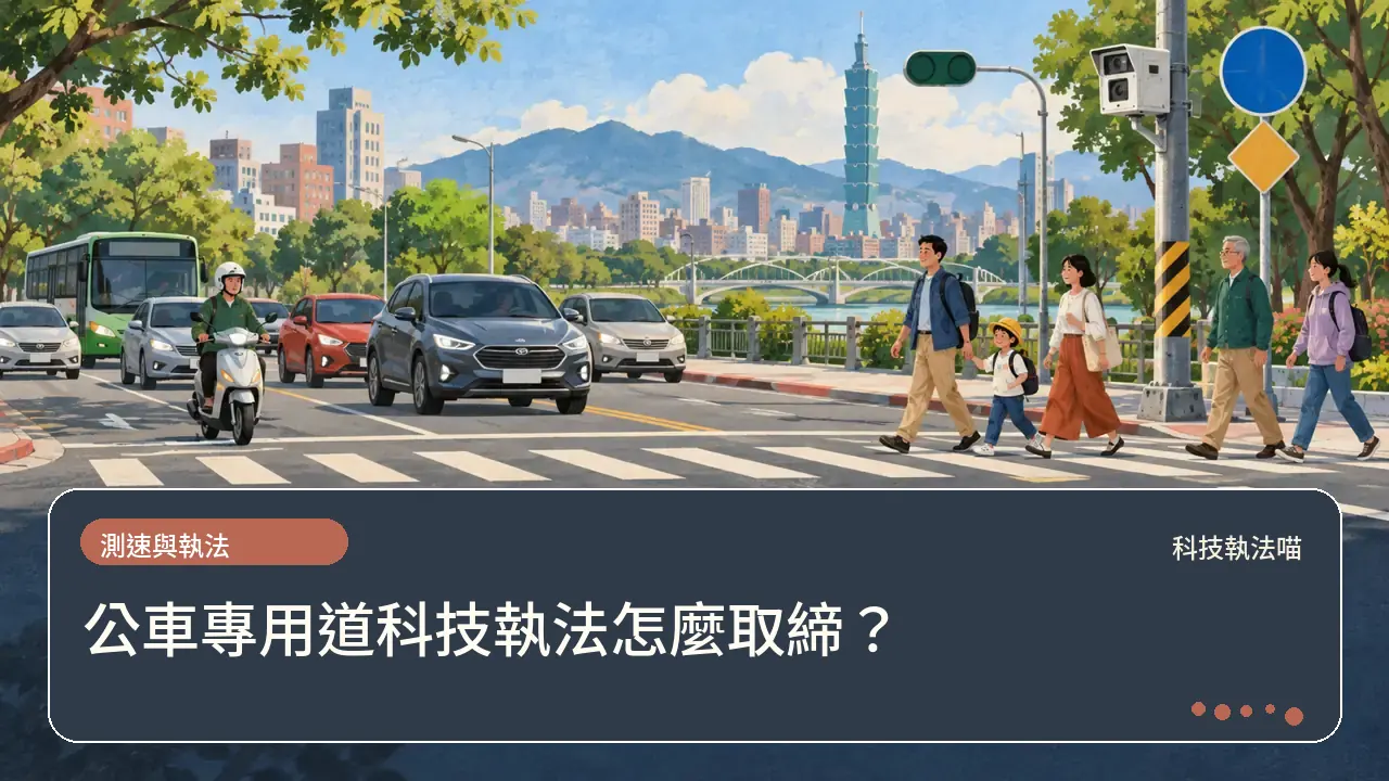 公車專用道科技執法怎麼取締?主題插畫