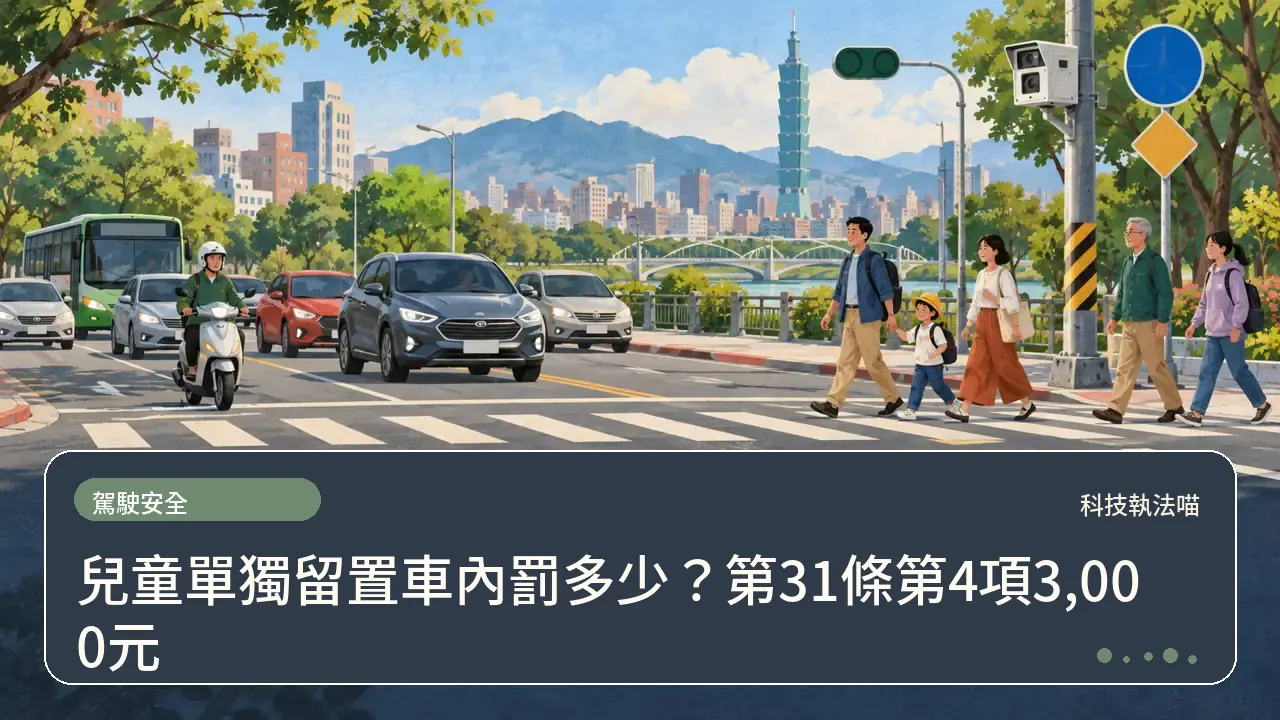 兒童單獨留置車內罰多少?第31條第4項3,000元主題插畫