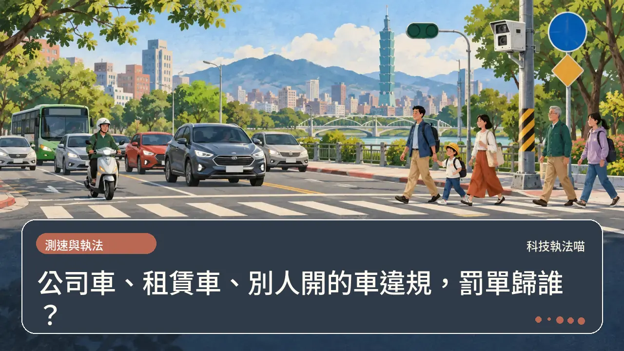 公司車、租賃車、別人開的車違規,罰單歸誰?主題插畫