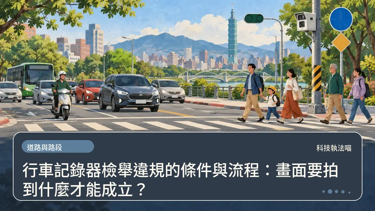 行車記錄器檢舉違規的條件與流程：畫面要拍到什麼才能成立？主題插畫