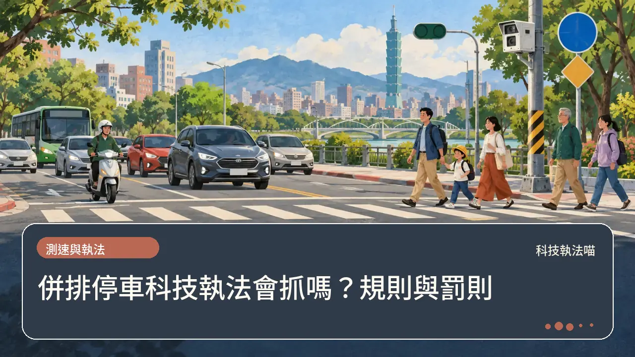 併排停車科技執法會抓嗎?規則與罰則主題插畫