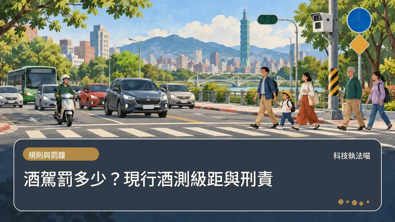 酒駕罰多少?現行酒測級距與刑責主題插畫