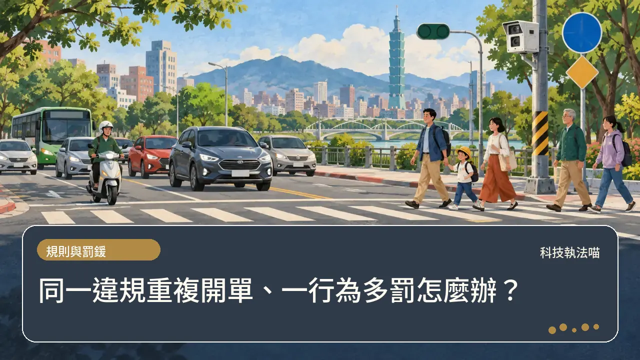 同一違規重複開單、一行為多罰怎麼辦?主題插畫