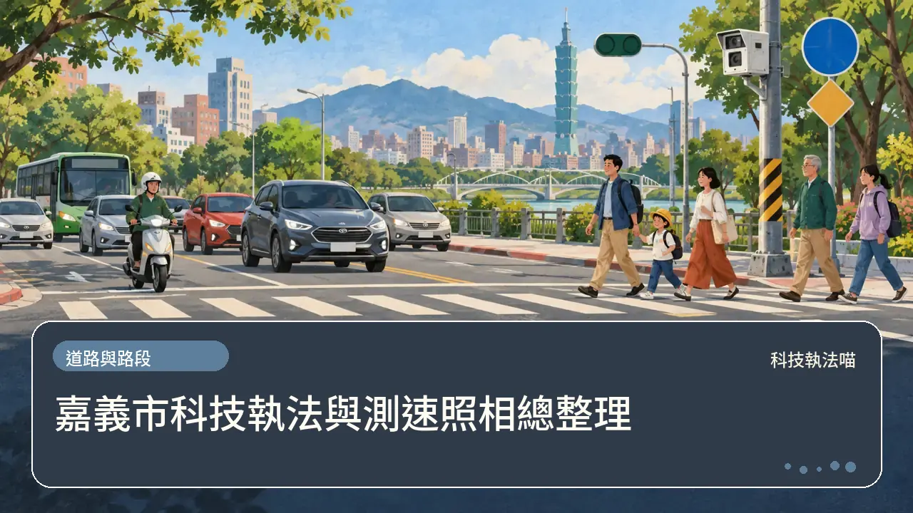 嘉義市科技執法與測速照相總整理主題插畫