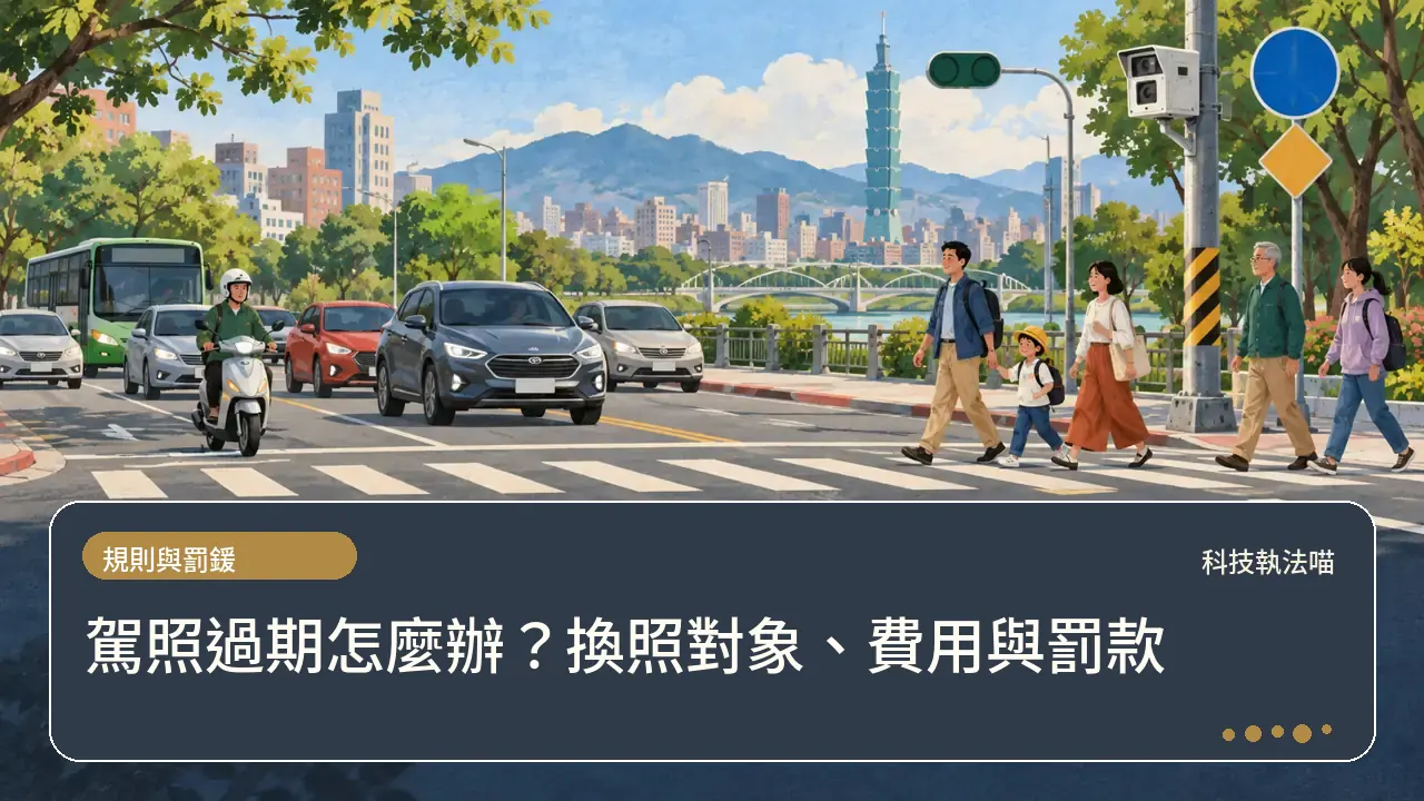 駕照過期怎麼辦?換照對象、費用與罰款主題插畫