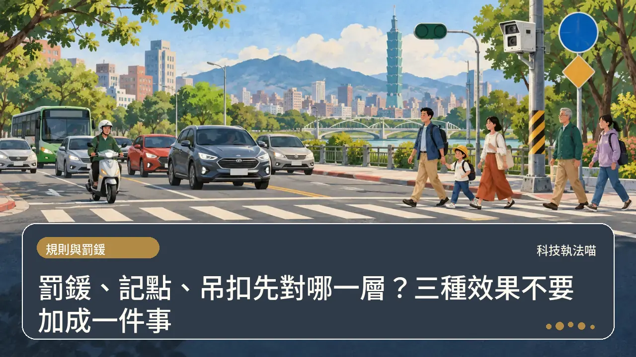 罰鍰、記點、吊扣先對哪一層?三種效果不要加成一件事主題插畫