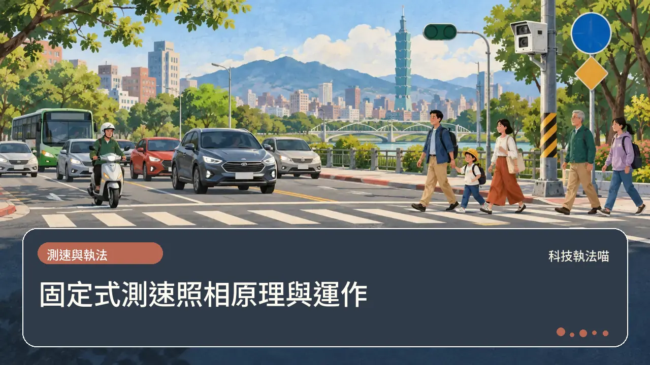 固定式測速照相原理與運作主題插畫