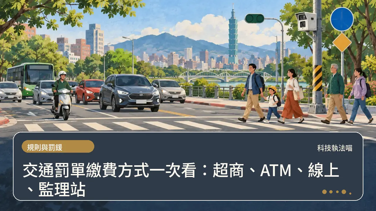 交通罰單繳費方式一次看:超商、ATM、線上、監理站主題插畫