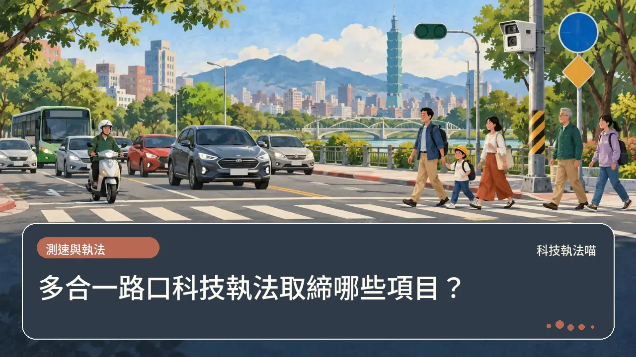 多合一路口科技執法取締哪些項目?主題插畫