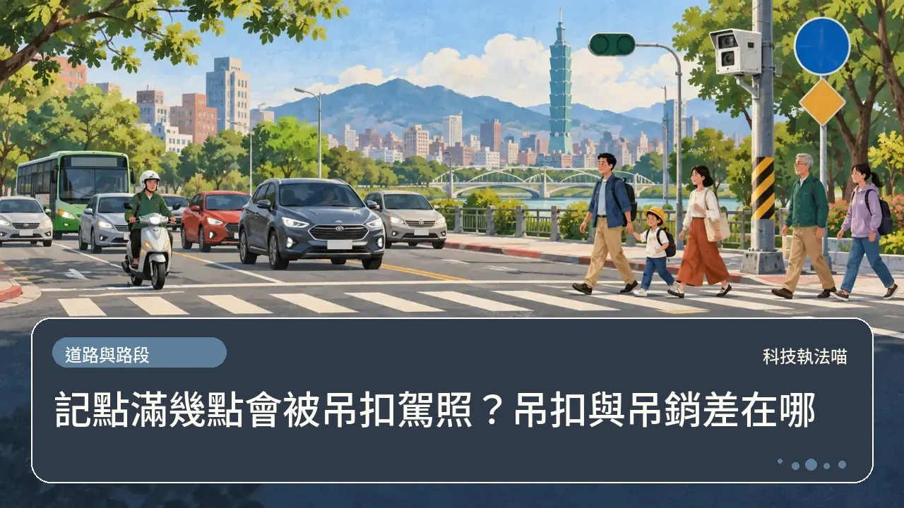 記點滿幾點會被吊扣駕照?吊扣與吊銷差在哪主題插畫