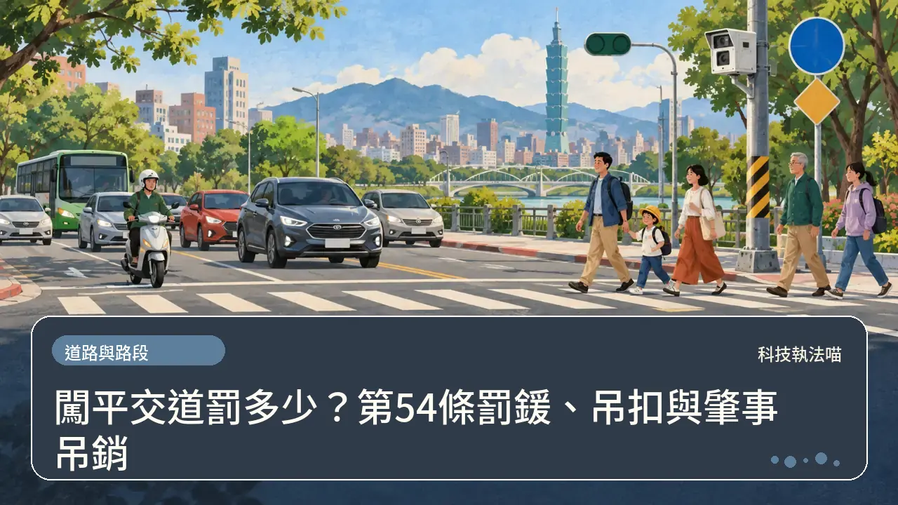 闖平交道罰多少?第54條罰鍰、吊扣與肇事吊銷主題插畫