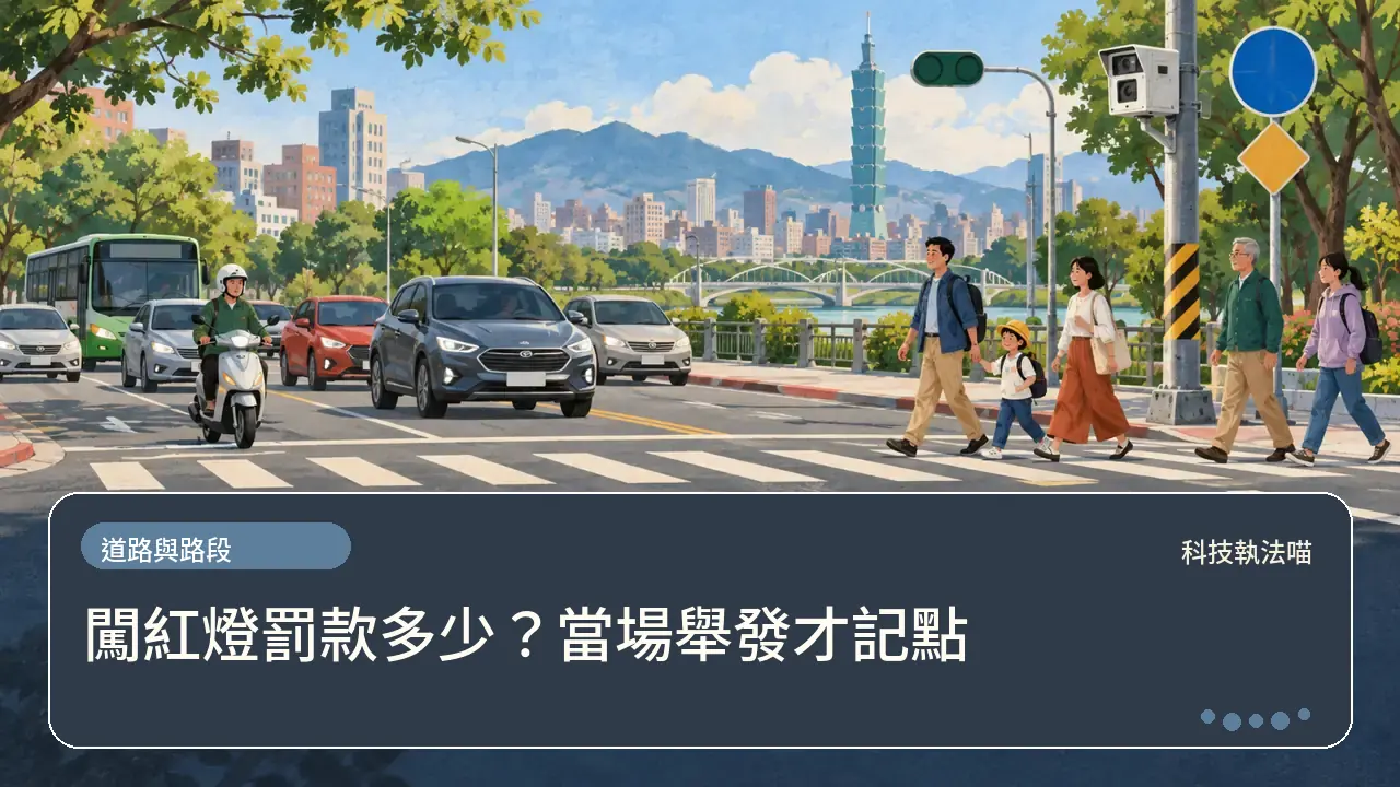 闖紅燈罰款多少？當場舉發才記點主題插畫