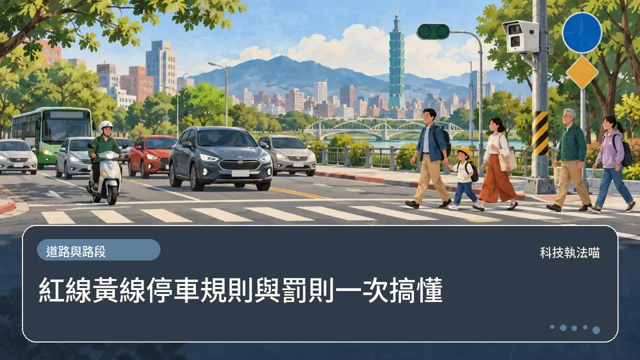 紅線黃線停車規則與罰則一次搞懂主題插畫