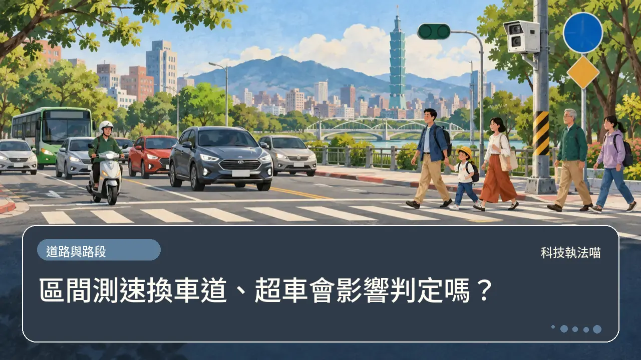 區間測速換車道、超車會影響判定嗎?主題插畫
