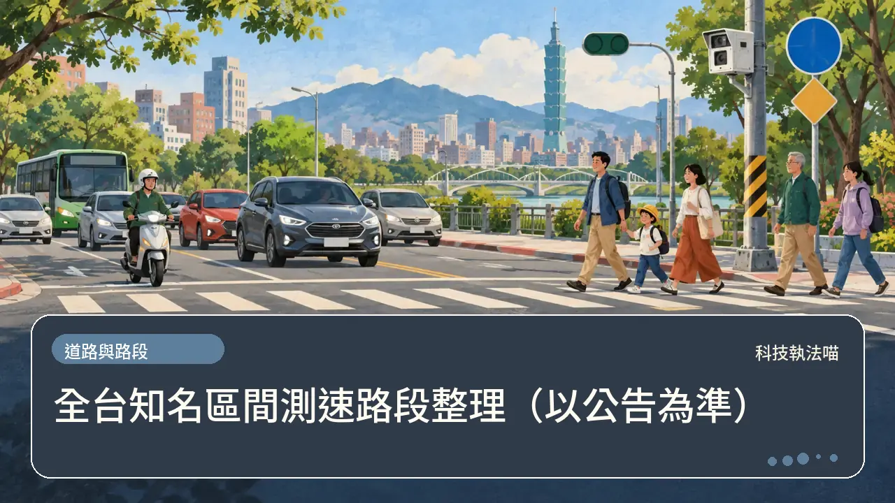 全台知名區間測速路段整理(以公告為準)主題插畫