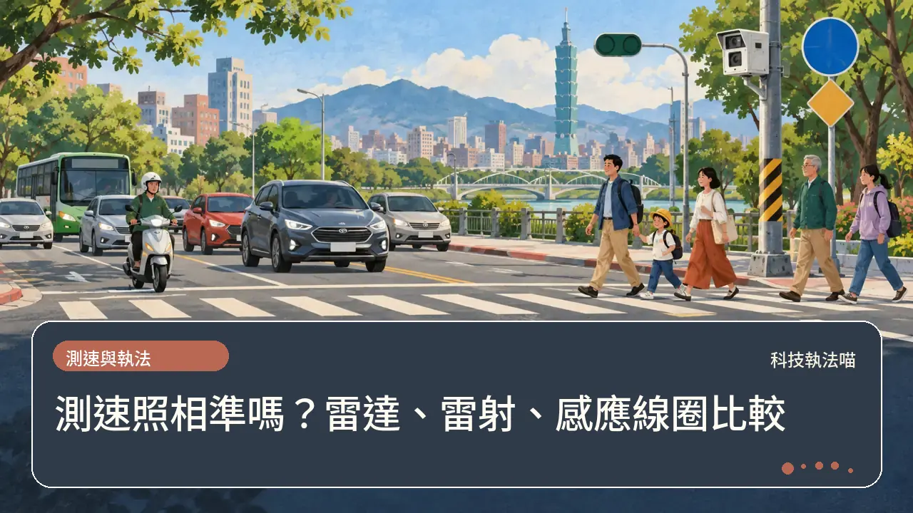 測速照相準嗎?雷達、雷射、感應線圈比較主題插畫