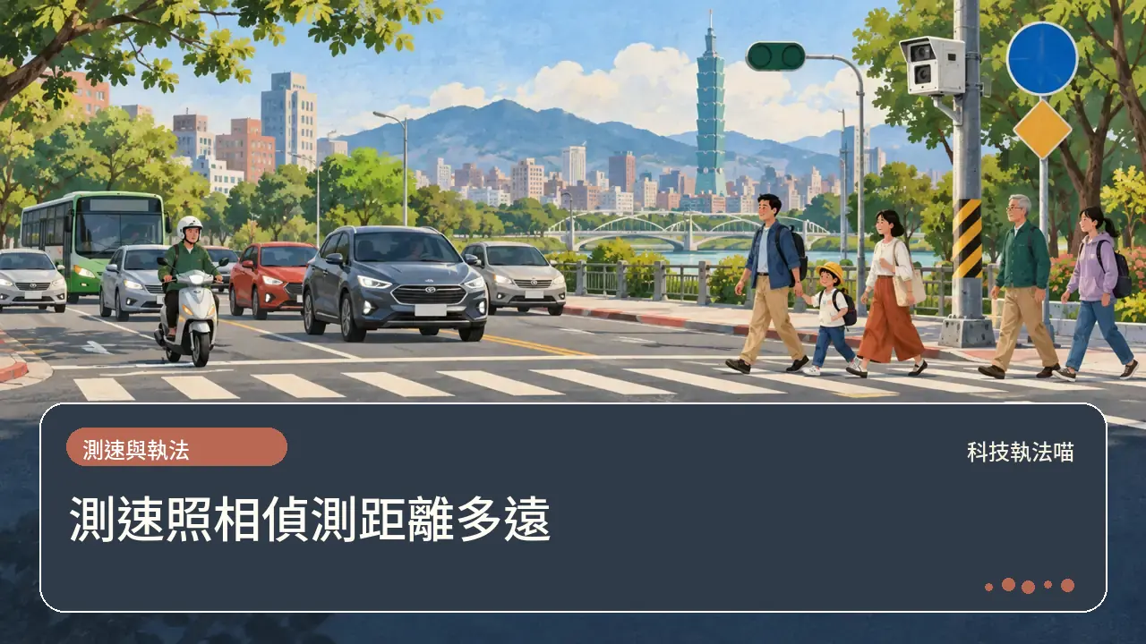 測速照相偵測距離多遠主題插畫