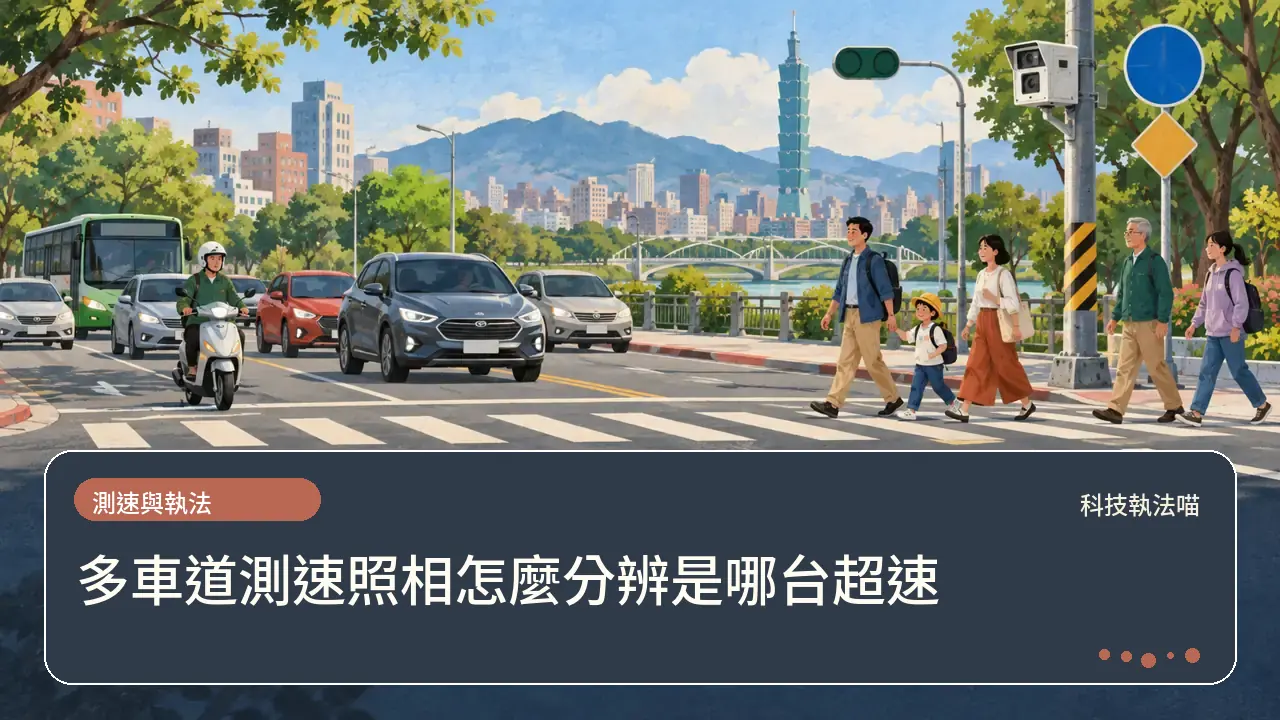 多車道測速照相怎麼分辨是哪台超速主題插畫