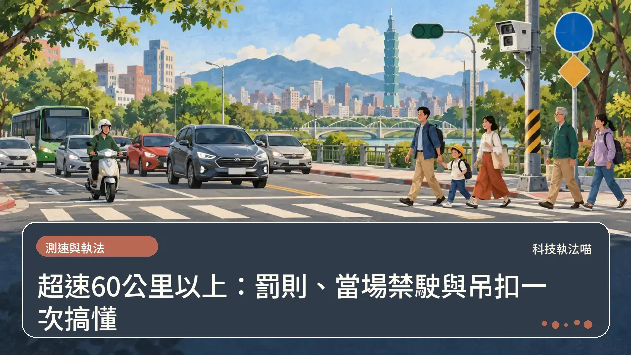 超速60公里以上：罰則、當場禁駛與吊扣一次搞懂主題插畫