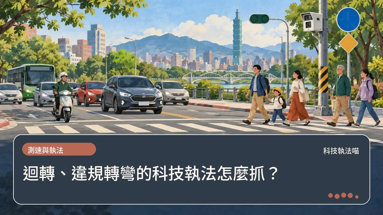 迴轉、違規轉彎的科技執法怎麼抓?主題插畫