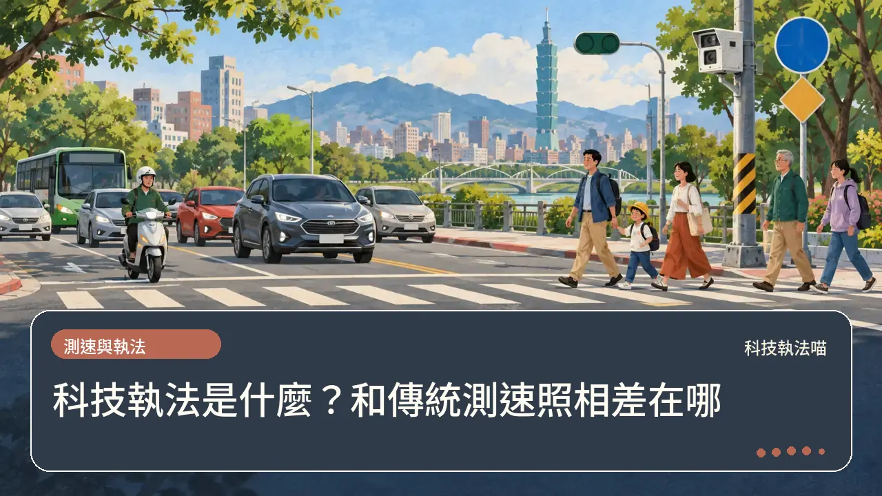 科技執法是什麼?和傳統測速照相差在哪主題插畫