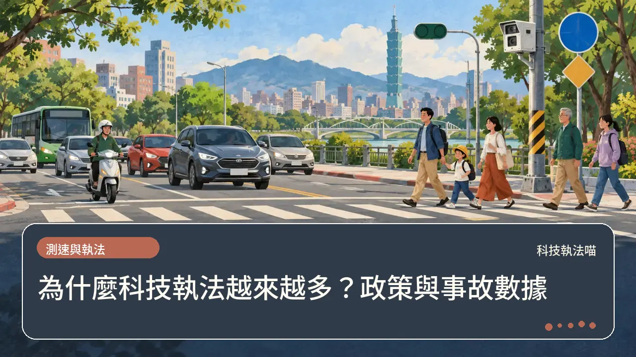 為什麼科技執法越來越多?政策與事故數據主題插畫