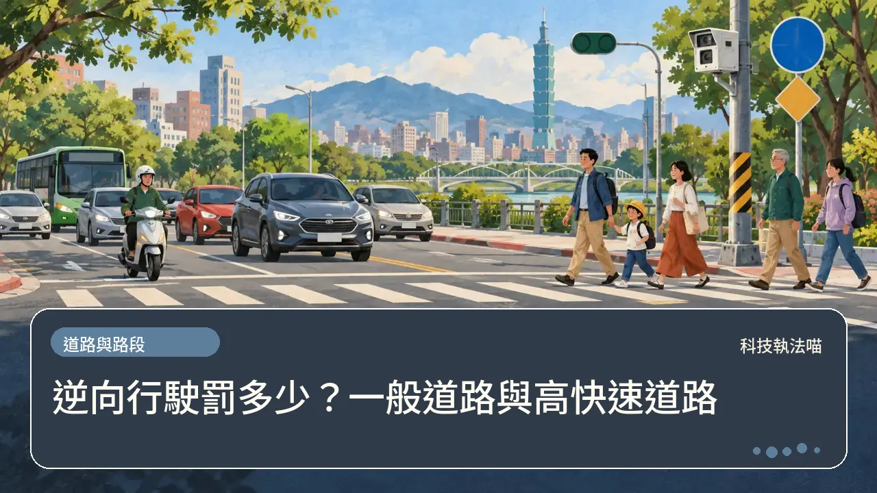 逆向行駛罰多少?一般道路與高快速道路主題插畫